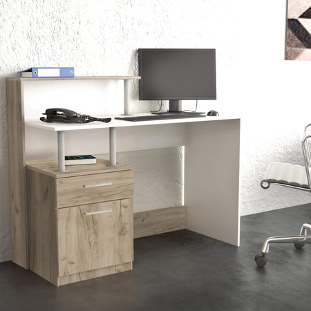 DECIO - scrivania moderna con cassetto 120x75/91x55 h Rovere grigio Milani Home