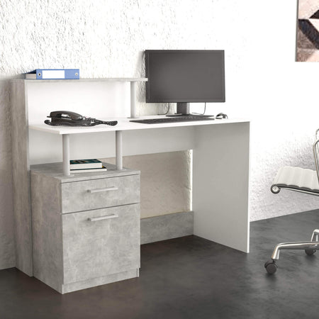 DECIO - scrivania moderna con cassetto 120x75/91x55 h Cemento Milani Home