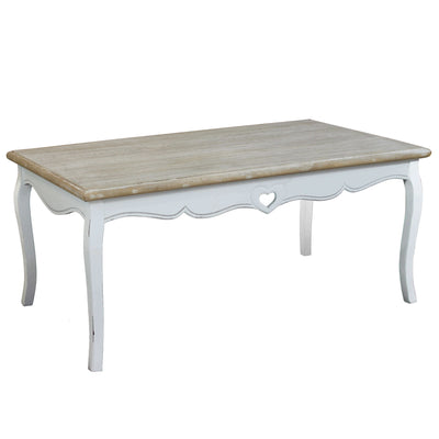 tavolino in legno di paulownia shabby chic 110x48x59 Bianco Milani Home