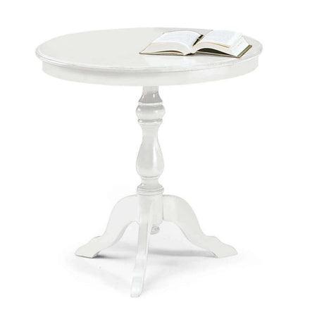 DUKE - tavolino in legno massello tondo 60x75 Bianco Milani Home