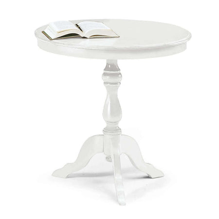 DUKE - tavolino in legno massello tondo 60x75 Bianco Milani Home