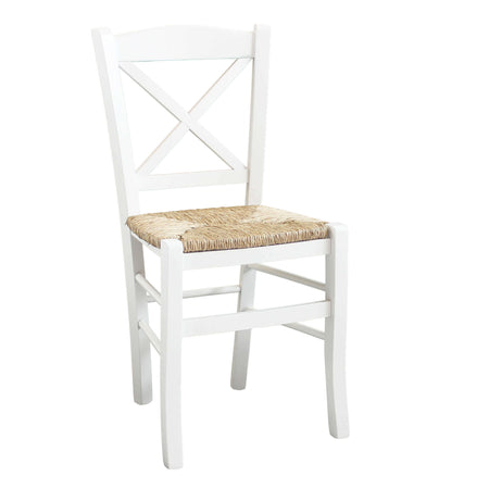 HALLIE - sedia croce in legno massello Bianco Milani Home