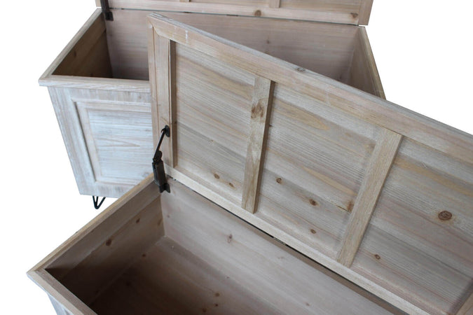 ROMARIC - set di 2 bauli in legno in paulownia e mdf industrial 83,5x43x53,5/ 80x40x50 Tortora Milani Home