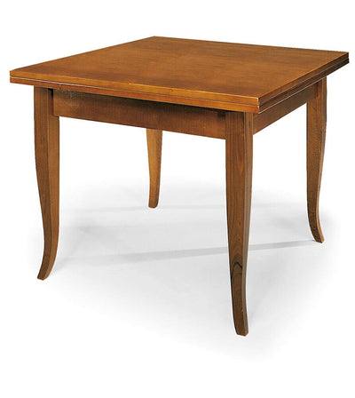 GEOFFREY - tavolo da pranzo allungabile a libro in legno massello 100x100/200 Tinta noce Milani Home