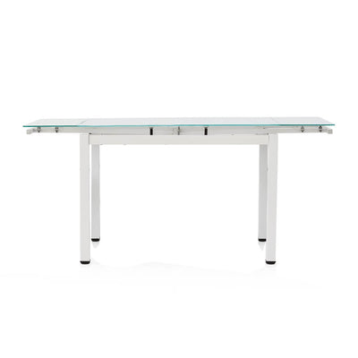 FREDERICK - tavolo da pranzo moderno allungabile in metallo e vetro cm 70x110/140/170x75 h Bianco
