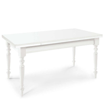DYLAN - tavolo da pranzo allungabile in legno massello 85x160/200/240 con gamba tornita Bianco Milani Home