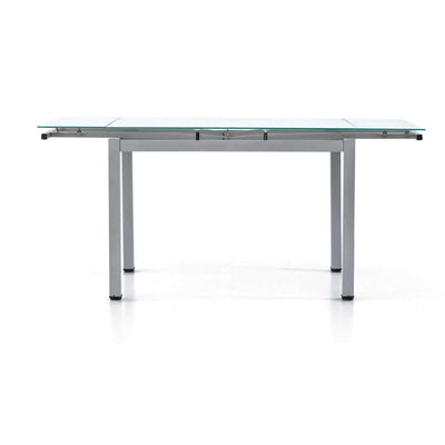 FREDERICK - tavolo da pranzo moderno allungabile in metallo e vetro cm 70x110/140/170x75 h Grigio