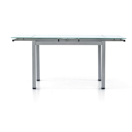 FREDERICK - tavolo da pranzo moderno allungabile in metallo e vetro cm 70x110/140/170x75 h Grigio Milani Home