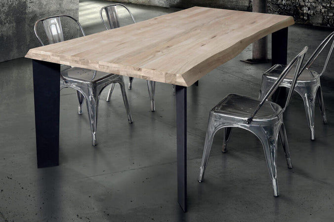 ALBERT - tavolo da pranzo moderno in metallo e legno 180x90 Nero Milani Home