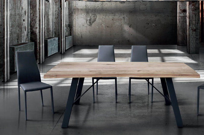 GREGORY - tavolo da pranzo moderno in metallo e legno 180x90 Nero Milani Home