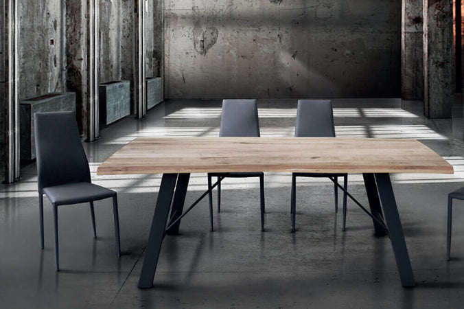 GREGORY - tavolo da pranzo moderno in metallo e legno 160x90 Nero Milani Home