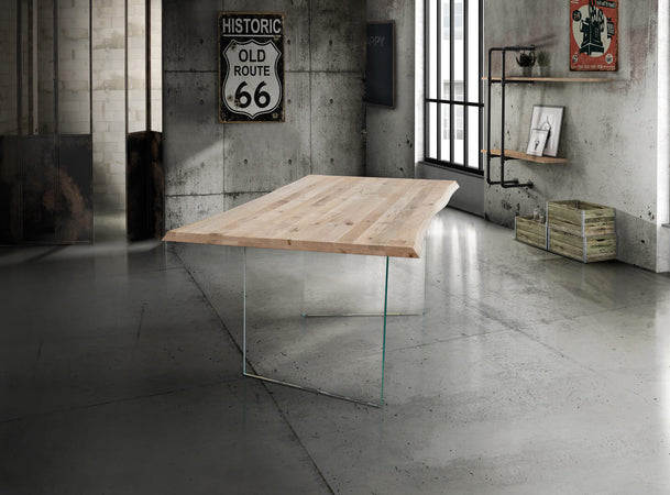 ANSON - tavolo da pranzo moderno in vetro e legno 160x90 Marrone Milani Home