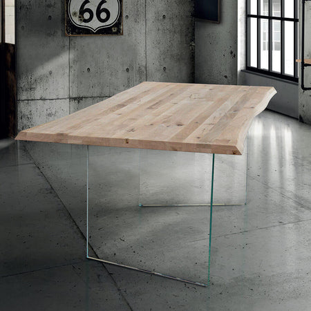 ANSON - tavolo da pranzo moderno in vetro e legno 180x90 Marrone Milani Home