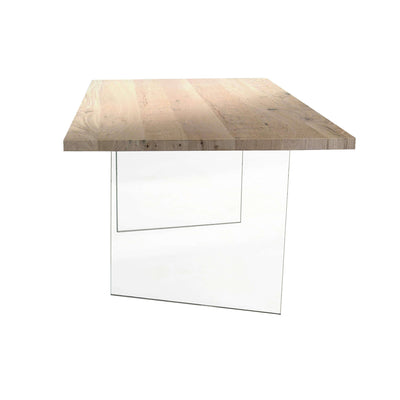 ANTHONY - tavolo da pranzo moderno in vetro e rovere impiallacciato 180x90 Marrone