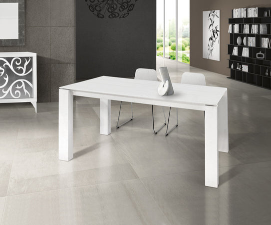 ARTHUR - tavolo da pranzo moderno allungabile in legno 90x160/205/250 Bianco Milani Home