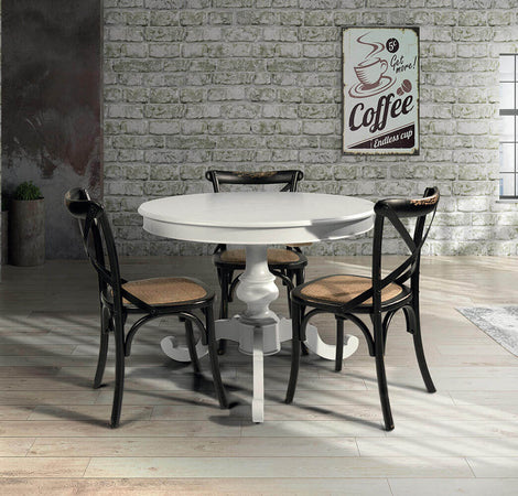 BARRY - tavolo da pranzo allungabile in legno massello tondo 100/140 Bianco Milani Home