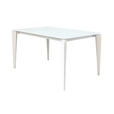 BENJAMIN - tavolo da pranzo moderno allungabile in metallo e vetro 90x140/180/220 Bianco Milani Home