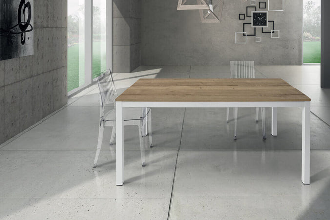 BENSON - tavolo da pranzo moderno allungabile in rovere nodato 90x160/210/260 Bianco Milani Home