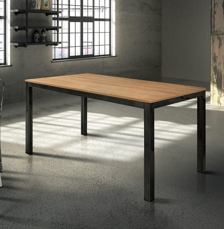 BERNARD - tavolo da pranzo moderno allungabile in metallo e rovere 80x140/200 Nero Milani Home