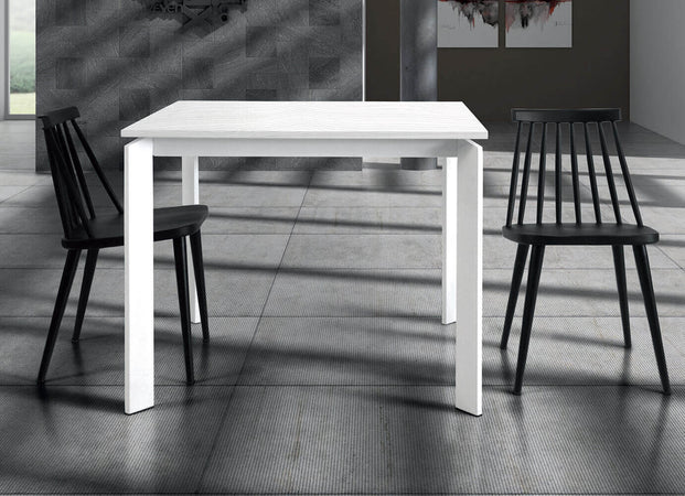 BRAXTON - tavolo da pranzo moderno allungabile in metallo 90x90/150 Bianco Milani Home