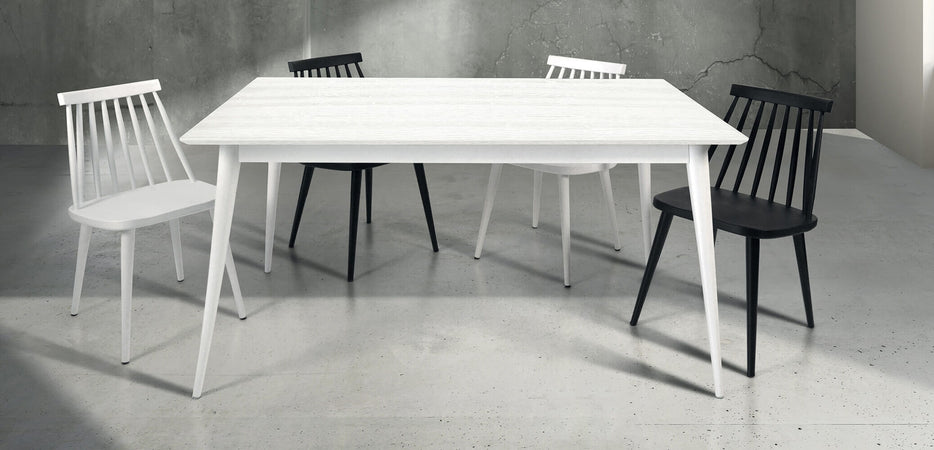 BRIAN - tavolo da pranzo moderno allungabile in abete spazzolato 85x140/190 Bianco Milani Home