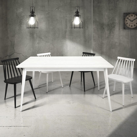 BRIAN - tavolo da pranzo moderno allungabile in abete spazzolato 85x140/190 Bianco Milani Home