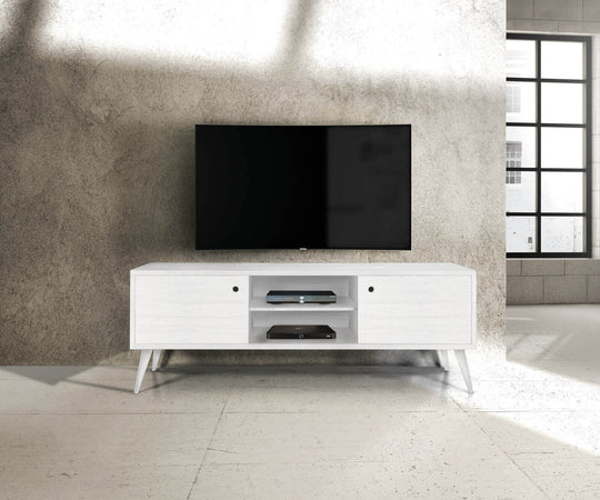 BRODY - mobile porta tv moderno in abete spazzolato 160x45x55 Bianco Milani Home