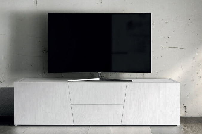 BURTON - mobile porta tv moderno in abete spazzolato 165x45x45 Bianco Milani Home