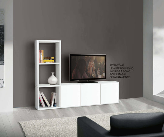 BEVERLY - mobile porta tv moderno in legno frassinato 175x30x132 Bianco Milani Home