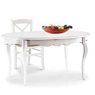 GRANT - tavolo da pranzo ovale allungabile in legno massello 100x160/210 Bianco Milani Home