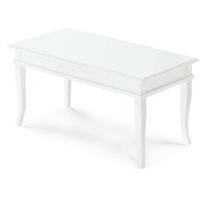 DOMINICK - tavolino bacheca in legno massello piano in legno 100x50 Bianco Milani Home