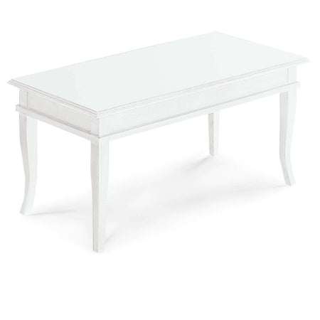 DOMINICK - tavolino bacheca in legno massello piano in legno 100x50 Bianco Milani Home