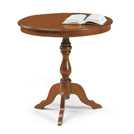 DUKE - tavolino in legno massello tondo 60x75 Tinta noce Milani Home
