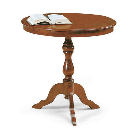 DUKE - tavolino in legno massello tondo 60x75 Tinta noce