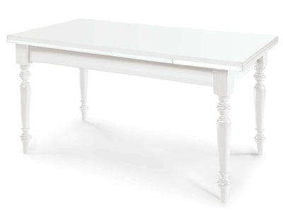 DYLAN - tavolo da pranzo allungabile in legno massello 80x140/180/220 con gamba tornita Bianco Milani Home