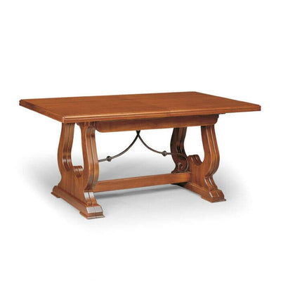 MARSHALL - tavolo da pranzo allungabile in legno massello 85x180/225/270/315/360 con decoro in ferro Tinta noce Milani Home