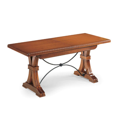 EDISON - tavolo da pranzo allungabile in legno massello 100x180/225/270/315/360 con decoro in ferro Tinta noce Milani Home