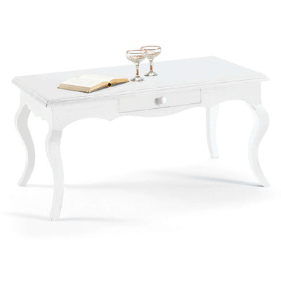 DOUGLAS - tavolino in legno massello 100x50x45 Bianco Milani Home