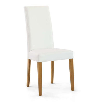JACQUELYN - sedia moderna ecopelle con gambe in legno Bianco Milani Home