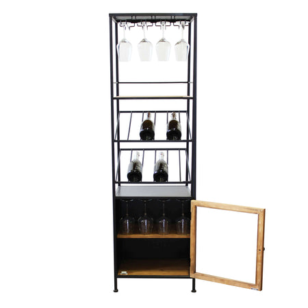 WINE - scaffale per bottiglie e calici cm 51,50 x 41 x 165,50 h Antracite Milani Home