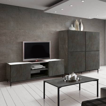 POLYHYMNIA - porta tv moderno di design cm 160 x 45 x 51 h Antracite Milani Home