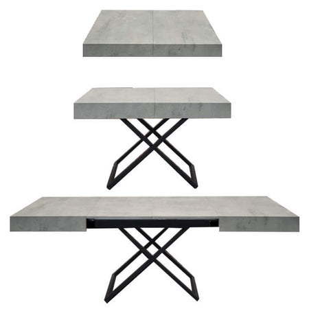 MEDUSA - tavolino trasformabile salvaspazio cm 80 x 120/170/220 x 30/77 h Cemento Milani Home