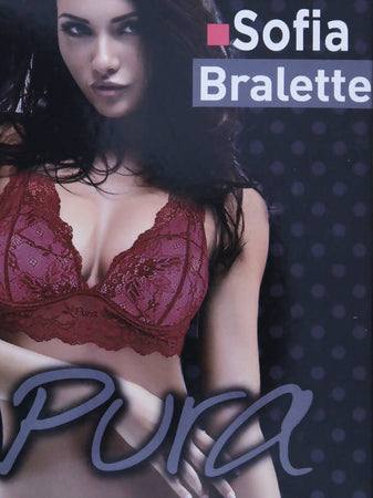 art. p9111r PURA reggiseno Bralette in pizzo con ferretto modello Sofia colore rubino intimo donna L'Orchidea - Siderno, Commerciovirtuoso.it