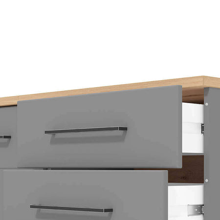 JADDIE - madia due ante quattro cassetti moderna minimal in legno cm 161,5 x 40 x 84 h Grigio Milani Home