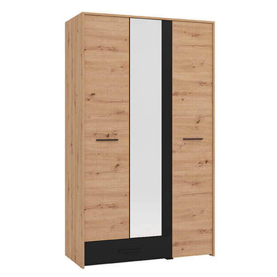 CADDIE - armadio tre ante moderno minimal in legno cm 119 x 53 x 203,7 h Rovere Chiaro Milani Home