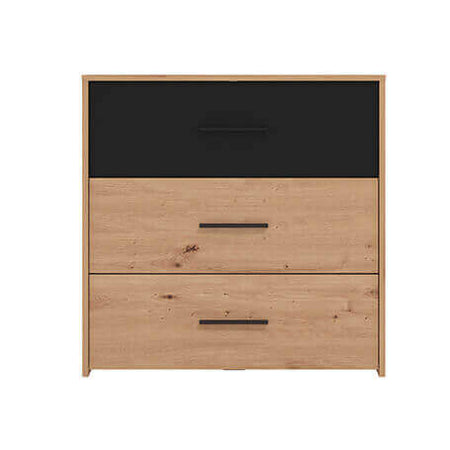 CADDIE - comò tre cassetti moderno minimal in legno cm 80,6 x 33,2 x 80,5 h Rovere Chiaro Milani Home