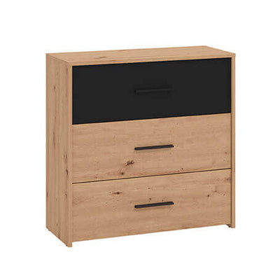 CADDIE - comò tre cassetti moderno minimal in legno cm 80,6 x 33,2 x 80,5 h Rovere Chiaro