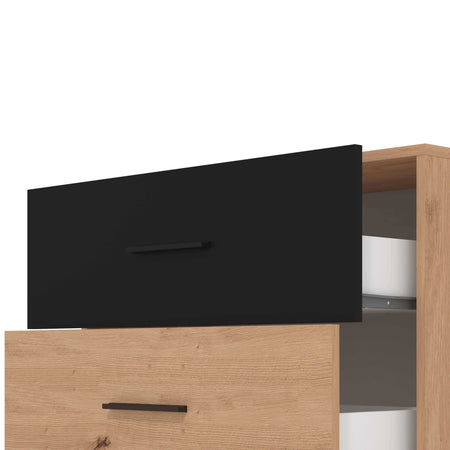 CADDIE - comò tre cassetti moderno minimal in legno cm 80,6 x 33,2 x 80,5 h Rovere Chiaro Milani Home