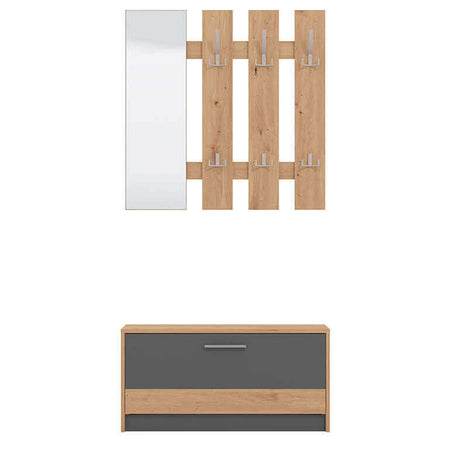 ADDIE - mobile ingresso appendiabiti moderno minimal in legno cm 91,6 x 28,1 x 202 h Grigio scuro Milani Home