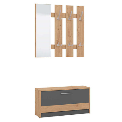 ADDIE - mobile ingresso appendiabiti moderno minimal in legno cm 91,6 x 28,1 x 202 h Grigio scuro